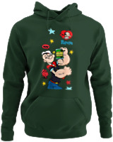 Φούτερ με κουκούλα - Popeye Yum Spinach - Color Thumbnail Κυπαρισσί