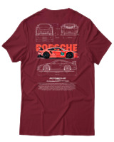 T-Shirt Unisex - Porsche 911 GT3 RS - Color Thumbnail Σκούρο Κόκκινο