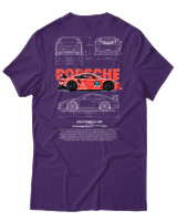 T-Shirt Unisex - Porsche 911 GT3 RS - Color Thumbnail Σκούρο Μωβ