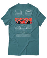 T-Shirt Unisex - Porsche 911 GT3 RS - Color Thumbnail Μπλε Πράσινο