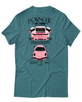 T-Shirt Αντρικό - Porsche 911 Turbo - Color Thumbnail Μπλε Πράσινο
