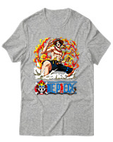 T-Shirt Unisex - Portgas D Ace - Color Thumbnail Γκρι Μελανζέ