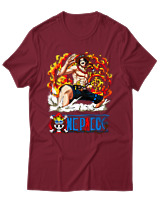 T-Shirt Unisex - Portgas D Ace - Color Thumbnail Σκούρο Κόκκινο