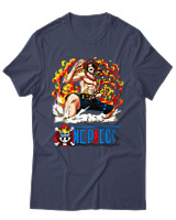 T-Shirt Unisex - Portgas D Ace - Color Thumbnail Μπλε Γκρι