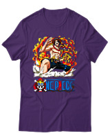 T-Shirt Unisex - Portgas D Ace - Color Thumbnail Σκούρο Μωβ