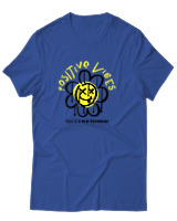 T-Shirt Αντρικό - Positive Vibes - Color Thumbnail Μπλε Ρουά