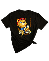 T-Shirt Woman Fashion Γυναικείο - Power Cat - Color Thumbnail BLACK