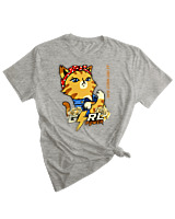 T-Shirt Woman Fashion Γυναικείο - Power Cat - Color Thumbnail GREY MELANZE