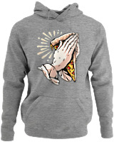 Φούτερ με κουκούλα - Praying For Pizza - Color Thumbnail Γκρι Μελανζέ