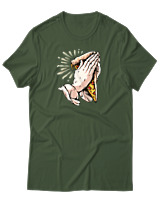 T-Shirt Αντρικό - Praying For Pizza - Color Thumbnail Κυπαρισσί