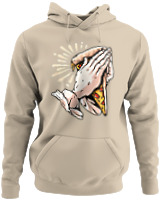 Φούτερ με κουκούλα - Praying For Pizza - Color Thumbnail Μπέζ