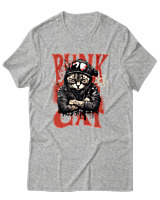 T-Shirt Αντρικό - Punk Cat - Color Thumbnail Γκρι Μελανζέ