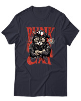 T-Shirt Αντρικό - Punk Cat - Color Thumbnail Σκούρο Μπλε