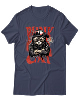 T-Shirt Αντρικό - Punk Cat - Color Thumbnail Μπλε Γκρι