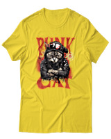 T-Shirt Αντρικό - Punk Cat - Color Thumbnail Χρυσό Κίτρινο