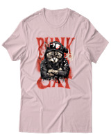 T-Shirt Αντρικό - Punk Cat - Color Thumbnail Απαλό Ροζ