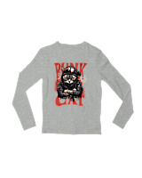 Μακρυμάνικο Μακό Παιδικό - Punk Cat - Color Thumbnail Γκρι Μελανζέ