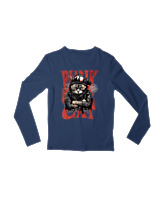 Μακρυμάνικο Μακό Παιδικό - Punk Cat - Color Thumbnail Σκούρο Μπλε