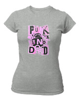 T-Shirt Στενή Γραμμή Γυναικείο - Punk Is Not Dead - Color Thumbnail Γκρι Μελανζέ
