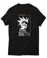 T-Shirt Αντρικό - Punk Never Die - Color Thumbnail Μαύρο