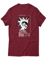 T-Shirt Αντρικό - Punk Never Die - Color Thumbnail Σκούρο Κόκκινο