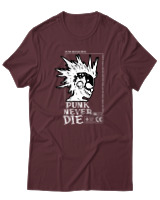 T-Shirt Αντρικό - Punk Never Die - Color Thumbnail Μπορντό
