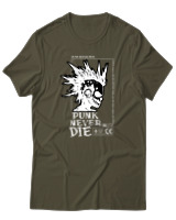 T-Shirt Αντρικό - Punk Never Die - Color Thumbnail Χακί