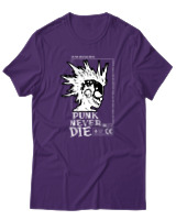 T-Shirt Αντρικό - Punk Never Die - Color Thumbnail Σκούρο Μωβ