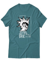 T-Shirt Αντρικό - Punk Never Die - Color Thumbnail Μπλε Πράσινο