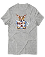 T-Shirt Unisex - Pupaccino Time - Color Thumbnail Γκρι Μελανζέ