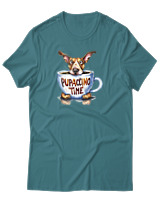 T-Shirt Unisex - Pupaccino Time - Color Thumbnail Μπλε Πράσινο