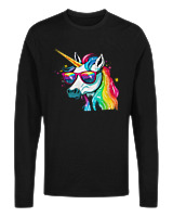 Μακρυμάνικο Μακό - Rainbow Unicorn - Color Thumbnail Μαύρο