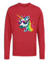 Μακρυμάνικο Μακό - Rainbow Unicorn - Color Thumbnail Κόκκινο