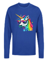 Μακρυμάνικο Μακό - Rainbow Unicorn - Color Thumbnail Μπλε Ρουά