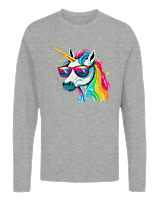 Μακρυμάνικο Μακό - Rainbow Unicorn - Color Thumbnail Γκρι Μελανζέ