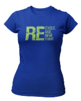 T-Shirt Στενή Γραμμή Γυναικείο - Recycle - Color Thumbnail Μπλε Ρουά