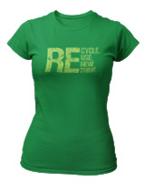 T-Shirt Στενή Γραμμή Γυναικείο - Recycle - Color Thumbnail Πράσινο