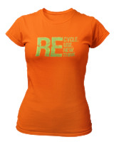 T-Shirt Στενή Γραμμή Γυναικείο - Recycle - Color Thumbnail Πορτοκαλί