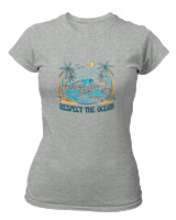 T-Shirt Στενή Γραμμή Γυναικείο - Respect The Oceans - Color Thumbnail Γκρι Μελανζέ