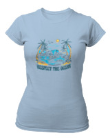 T-Shirt Στενή Γραμμή Γυναικείο - Respect The Oceans - Color Thumbnail Γαλάζιο