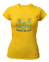 T-Shirt Στενή Γραμμή Γυναικείο - Respect The Oceans - Color Thumbnail Χρυσό Κίτρινο