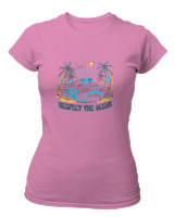 T-Shirt Στενή Γραμμή Γυναικείο - Respect The Oceans - Color Thumbnail Ροζ