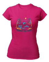 T-Shirt Στενή Γραμμή Γυναικείο - Respect The Oceans - Color Thumbnail Φουξια
