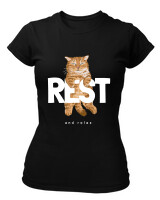 T-Shirt Στενή Γραμμή - Rest And Relax - Color Thumbnail Μαύρο