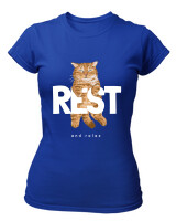 T-Shirt Στενή Γραμμή - Rest And Relax - Color Thumbnail Μπλε Ρουά
