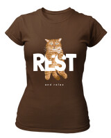 T-Shirt Στενή Γραμμή - Rest And Relax - Color Thumbnail Καφέ
