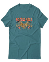 T-Shirt Αντρικό - Rock N Roll - Color Thumbnail Μπλε Πράσινο