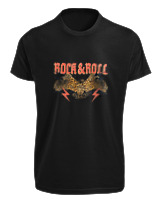 T-Shirt Fit Αντρικό - Rock N Roll - Color Thumbnail Μαύρο