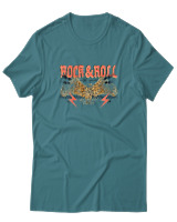 T-Shirt  Γυναικείο - Rock N Roll - Color Thumbnail Μπλέ Πράσινο