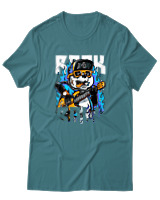 T-Shirt Αντρικό - Rock Panda - Color Thumbnail Μπλε Πράσινο